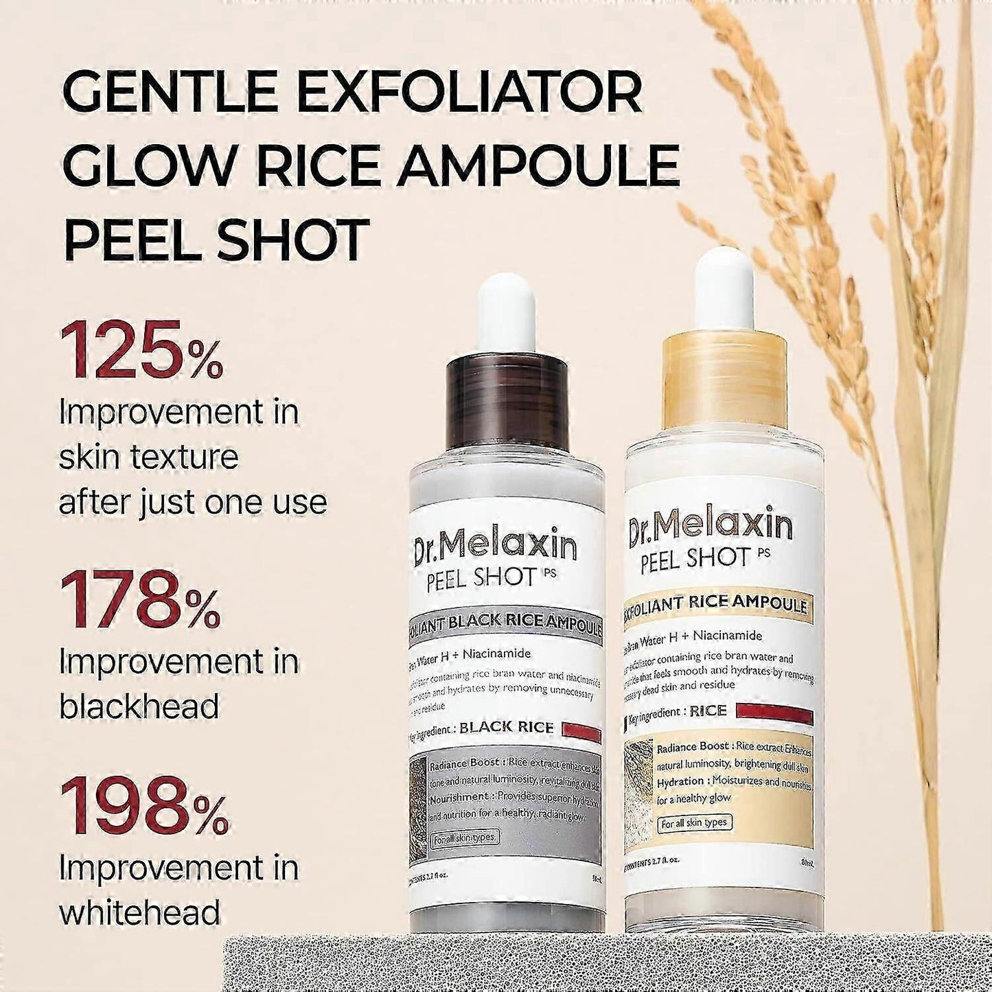 Dr.Melaxin - Peel Shot White and Black Rice Ampoule Duo Bundle Set