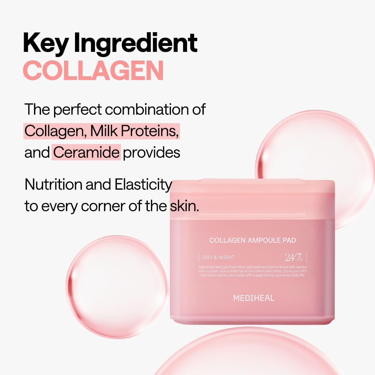 MEDIHEAL Collagen Ampoule Toner Pads (100 Pads)