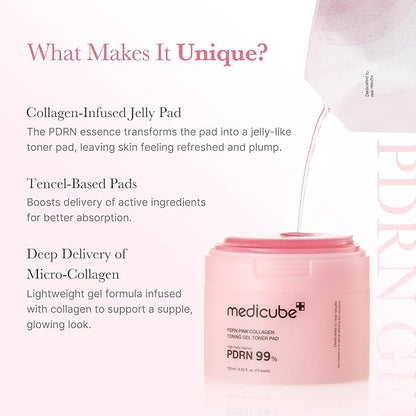 Medicube PDRN Pink Collagen Toning Gel Toner Pad (70 Pads)