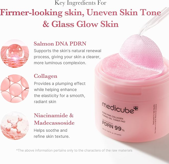 Medicube PDRN Pink Collagen Toning Gel Toner Pad (70 Pads)