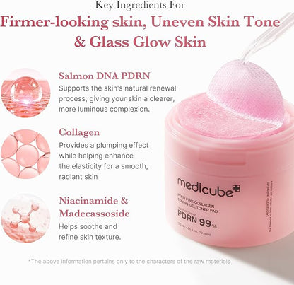 Medicube PDRN Pink Collagen Toning Gel Toner Pad (70 Pads)