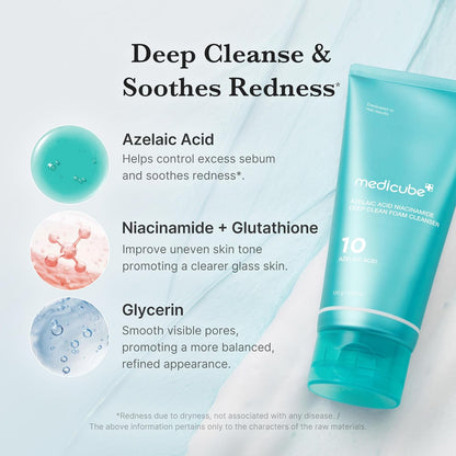 Medicube Azelaic Acid Niacinamide Deep Clean Foam Cleanser (120g)