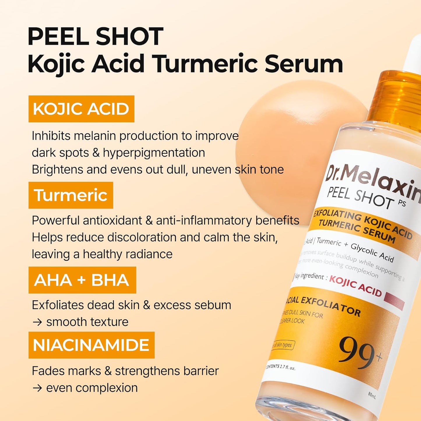 Dr.Melaxin - Peel Shot Exfoliating Serum with Kojic Acid and Turmeric 80ml