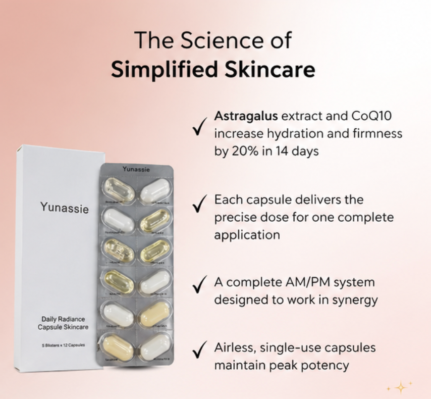 Yunassie Complete Capsule Skincare System – Your Entire AM & PM Routine in One Strip